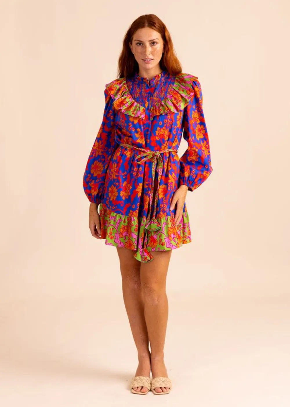 Alden Adair Sutton Dress In Cobalt Tea Garden