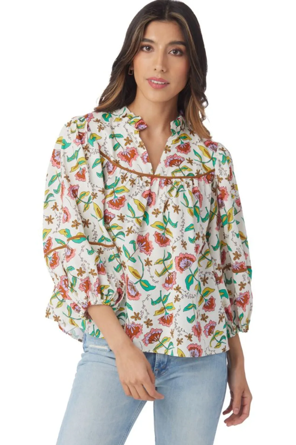 Crosby By Mollie Burch Rosie Top Woodcut Floral