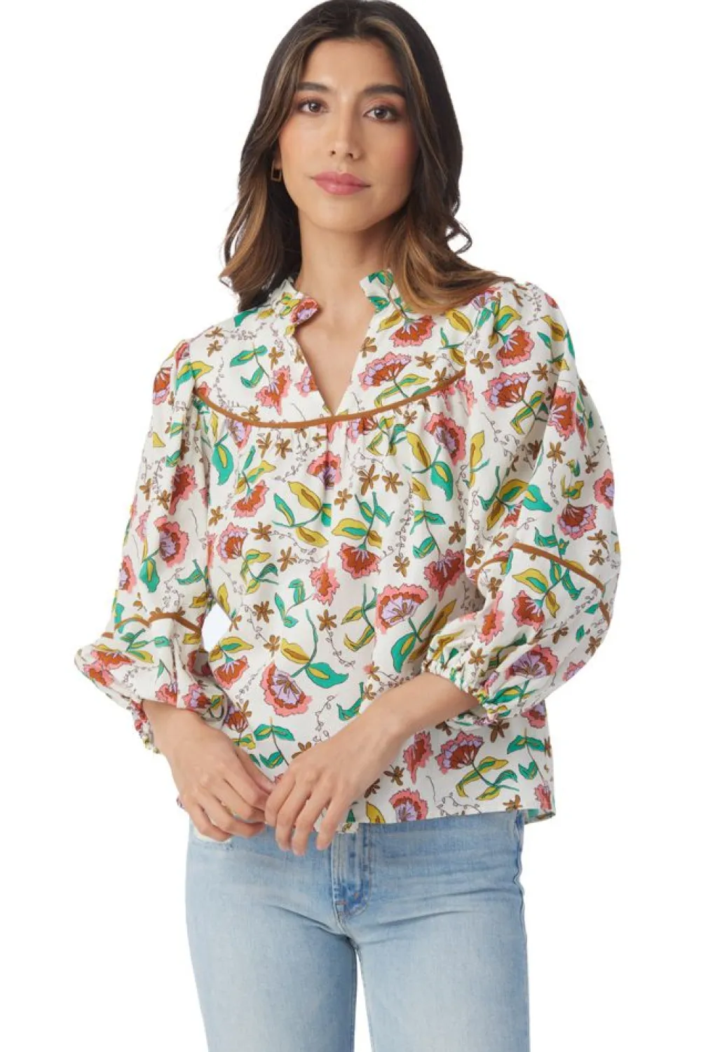 Crosby By Mollie Burch Rosie Top Woodcut Floral