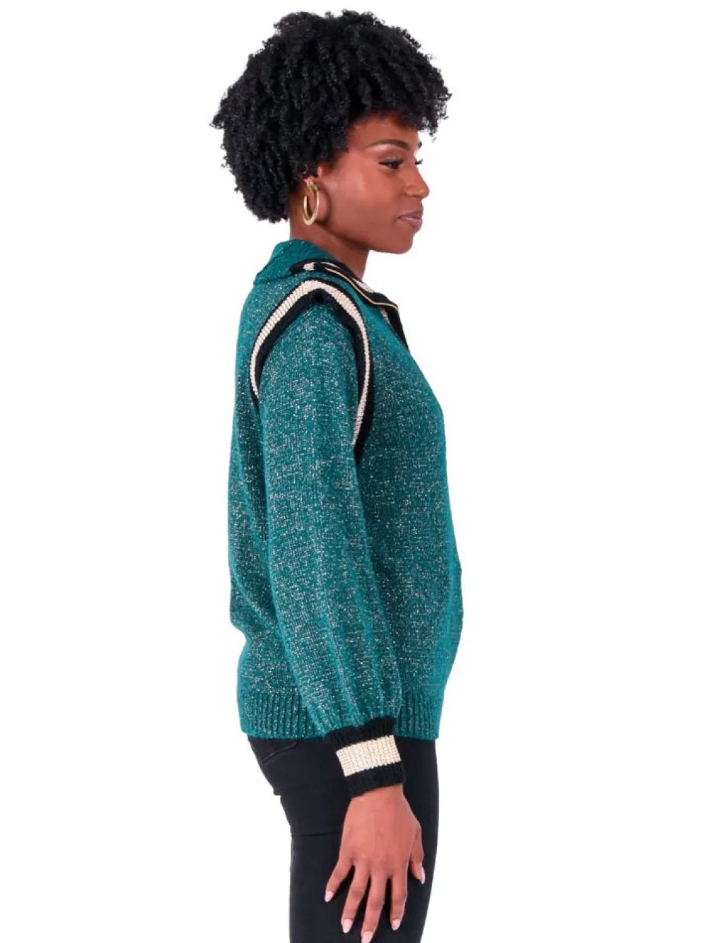 Emily McCarthy Poppy Pullover Sweater - Metallic Green