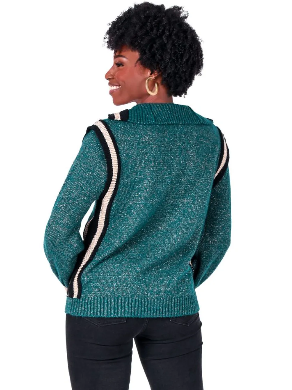 Emily McCarthy Poppy Pullover Sweater - Metallic Green