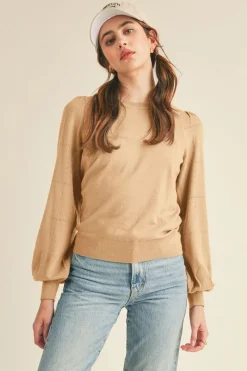 &Merci &Merci Pointelle Puff Sleeve Sweater
