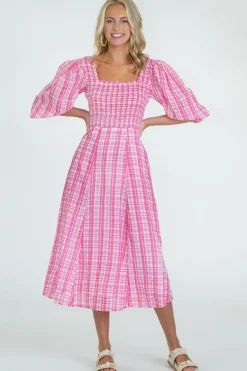 Olivia James the Label Bridget Dress Country Plaid Pink
