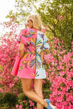 Queen of Sparkles Pink & Blue Colorblock Otomi Dress