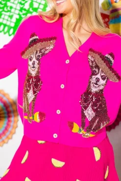 Queen of Sparkles Pink Cinco Dog Cardigan
