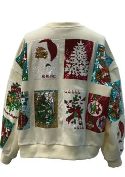 Queen of Sparkles White Christmas Card Sweatshirt
