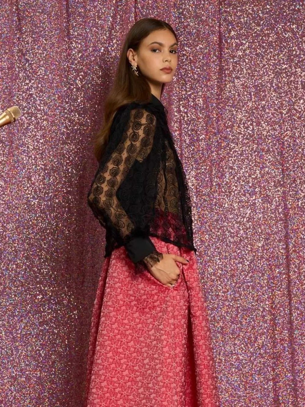 Sister Jane Medallion Rose Tulle Blouse