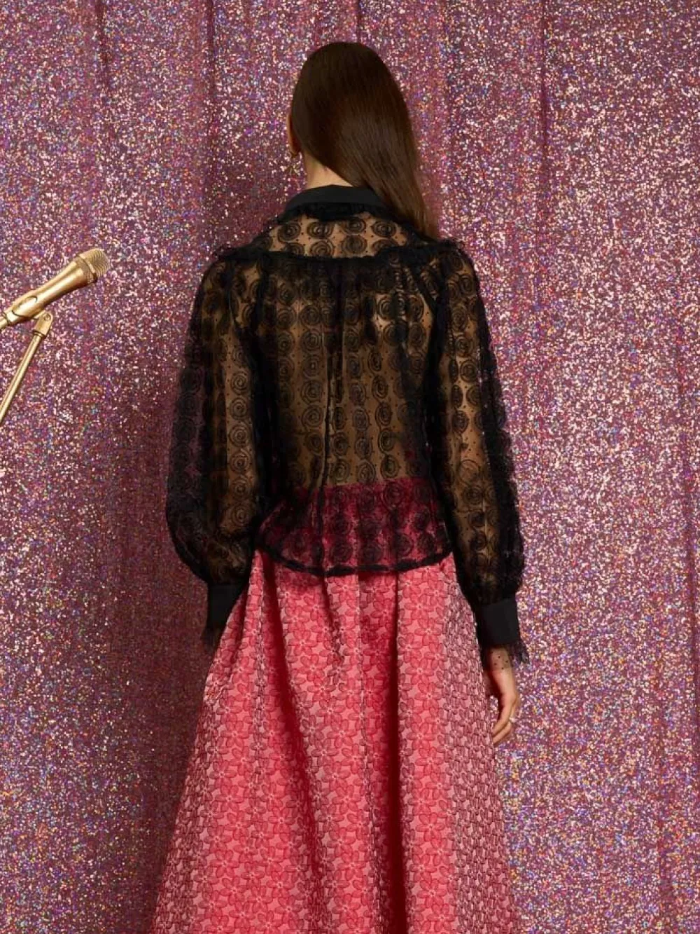 Sister Jane Medallion Rose Tulle Blouse