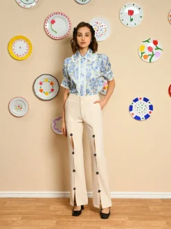 Sister Jane Sky Floral Ruffle Blouse - Cornflower Blue