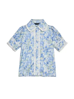 Sister Jane Sky Floral Ruffle Blouse - Cornflower Blue