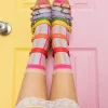 Sock Candy Candy Stripe Ruffle Crew Sock