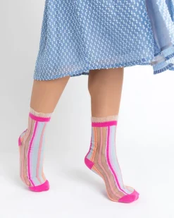 Sock Candy Candy Stripe Ruffle Crew Sock