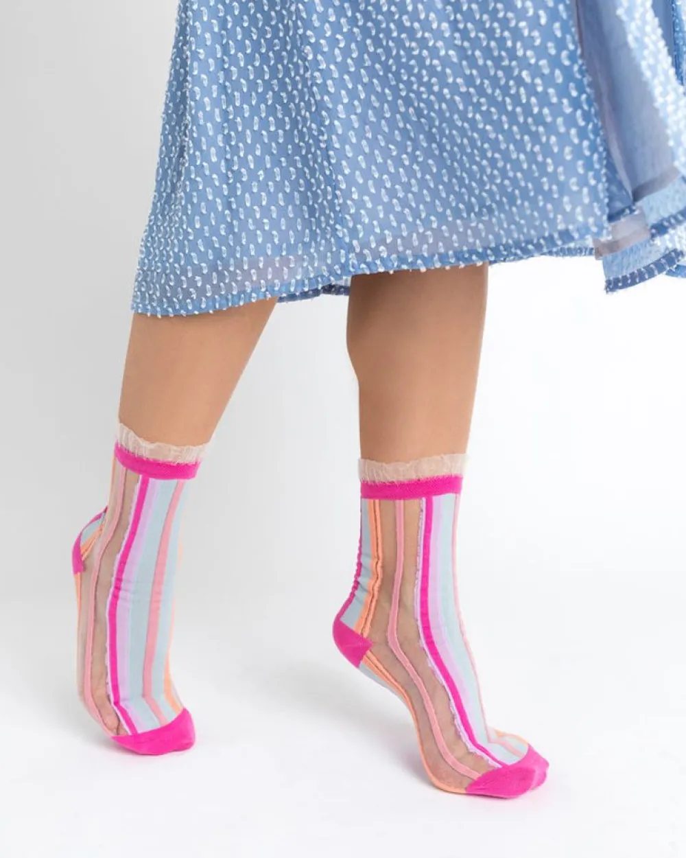 Sock Candy Candy Stripe Ruffle Crew Sock