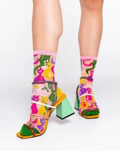 Sock Candy Dopamine Cats Sheer Crew Sock