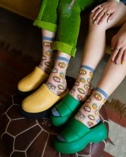 Sock Candy Evil Eye Sheer Crew Sock