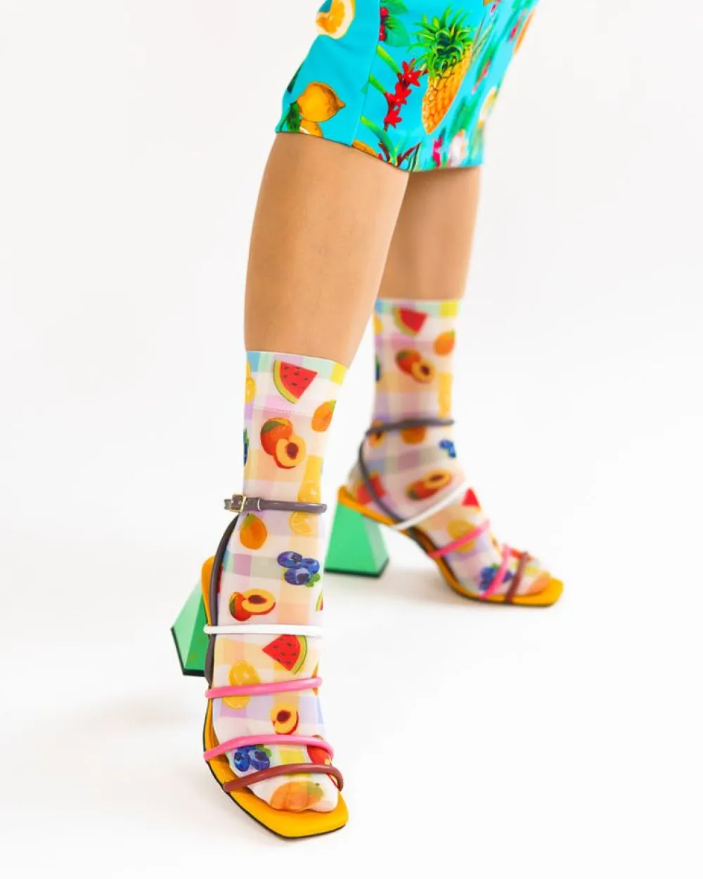 Sock Candy Gingham Fruits Ankle Sock
