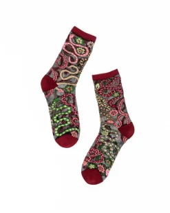 Sock Candy Serpentine Floral Black Sheer Crew Sock