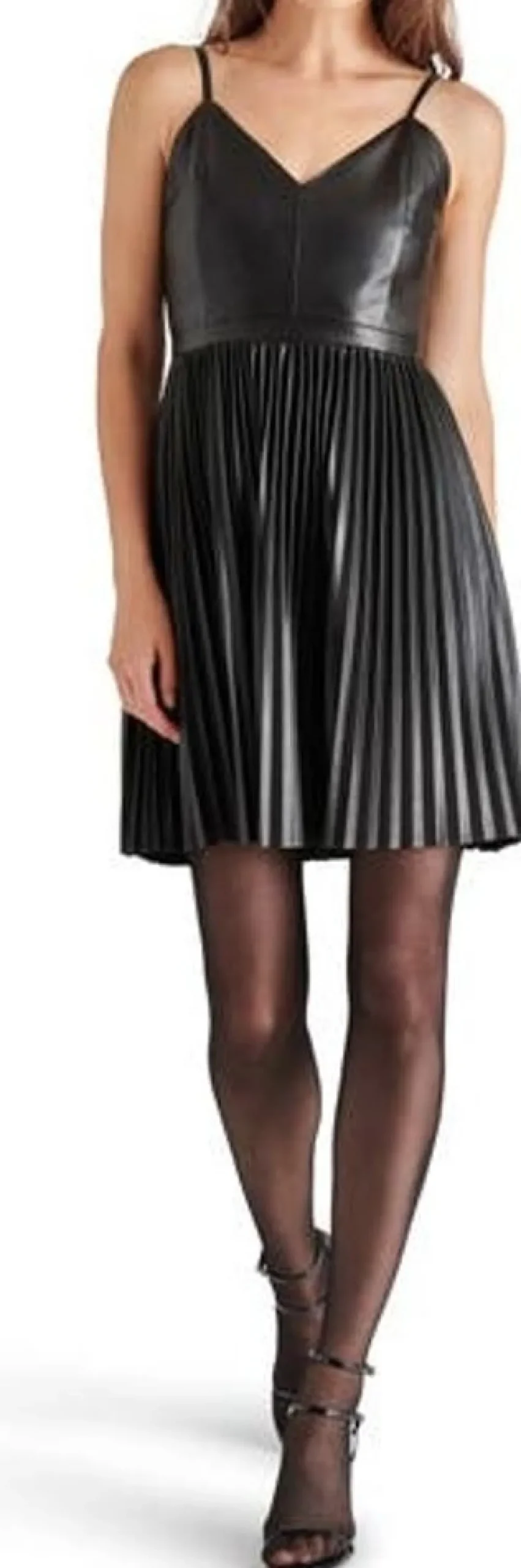 Steve Madden Nandita Pleated Faux Leather Minidress